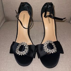 Express Black Heels with Silver Embellishment